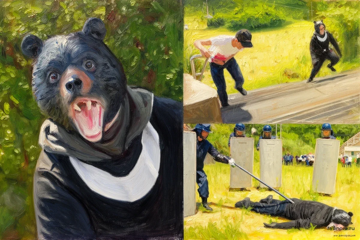 Японская полиция выставила против медведей спецназ в плюшевых костюмах