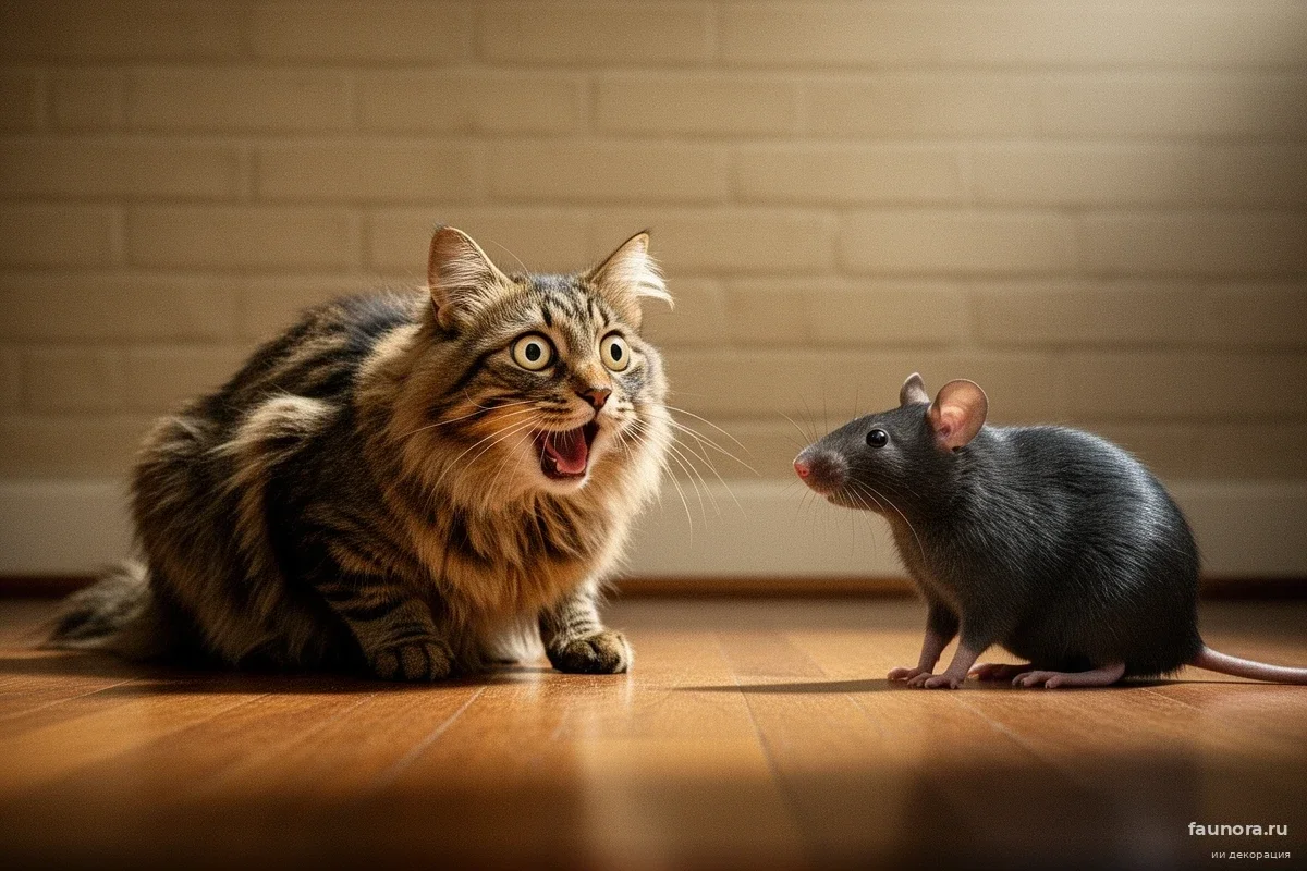 Биологическая рациональность: почему домашняя кошка пасует перед взрослой крысой